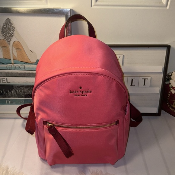 SOLD- Kate Spade Chelsea Medium Backpack Bag Nylon Deep Dahlia Pink EUC - Picture 3 of 13